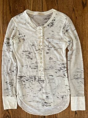 Vintage PETE Lightweight White & Gray Henley Top